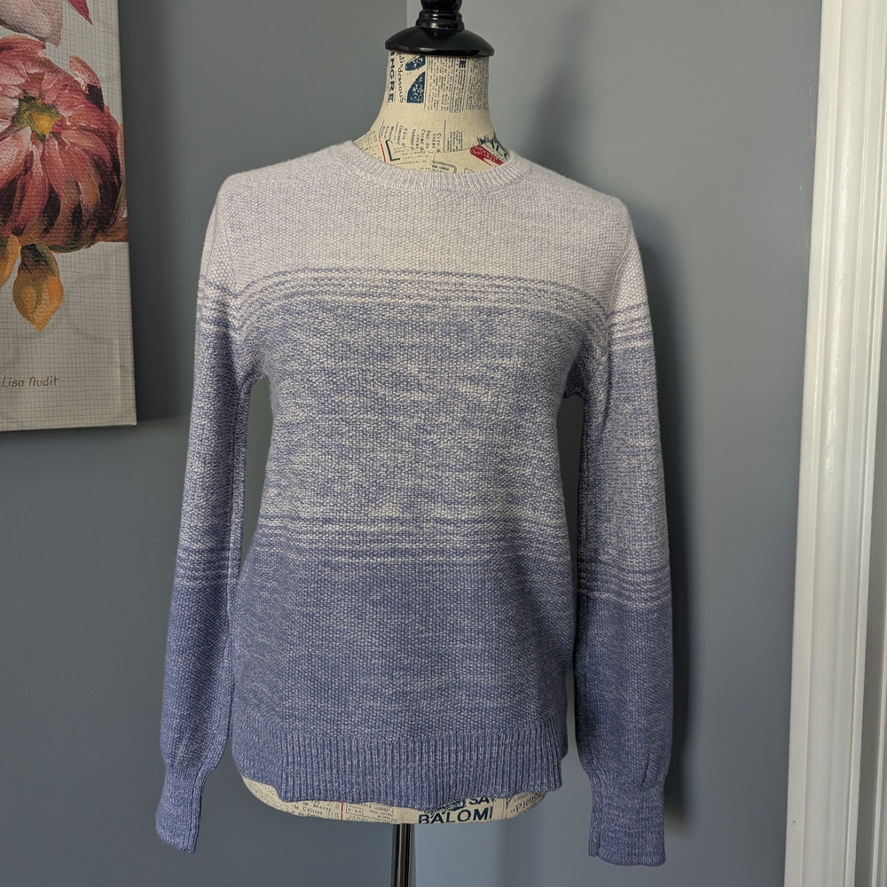 Purple and White Crew Neck Sweater